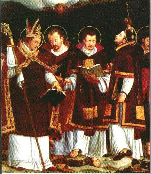 Der heilige Bischof Vigilio und die heiligen Mrtyrer Sisinio, Martirio und Alessandro, Paolo Naurizio, 1583, Museo Diocesano Tridentino